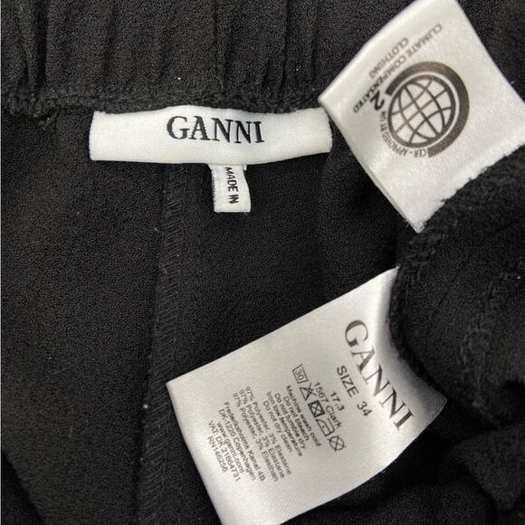 GANNI TAPERED CREPE CLARK PANTS BLACK‎ SZ 34/ US 2 - Picture 7 of 8